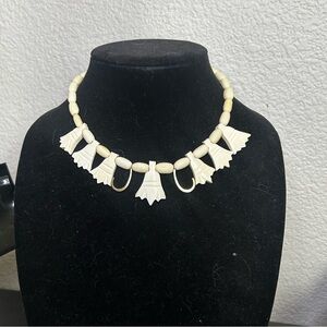 Ivory Bead Statement Necklace - Elegant Women's Jewelry